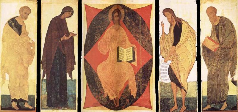unknow artist Andrei Rublev and Assistants,Deisis,Christ in Majesty Among the Cherubins oil painting image